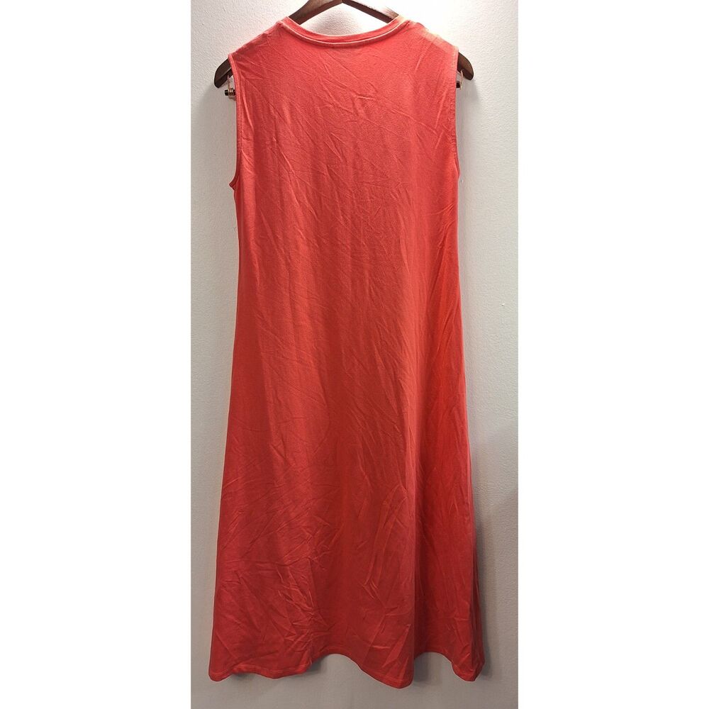 EILEEN FISHER Sleeveless Crew Neck Jersey Midi Dress Sz XS Coastal Beach Casual - Picture 2 of 4